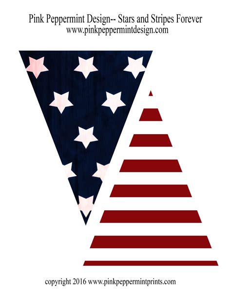 Run paper lanterns up backyard boughs: Stars and Stripes Forever 4th of July Printable Pennant ...