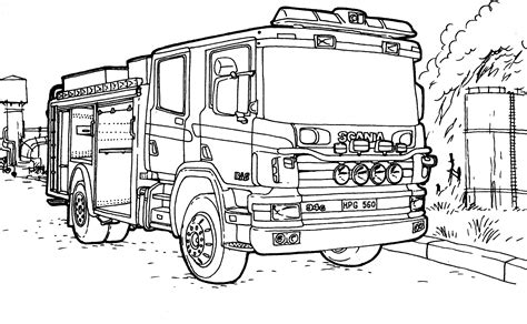 Coloriage  Camion de pompiers Scania
