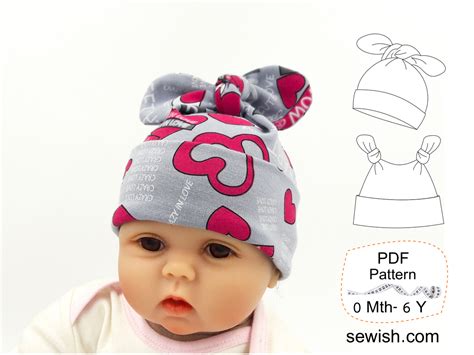 Baby Top Knot Hat Sewing Pattern Sizes Newborn 6 Years