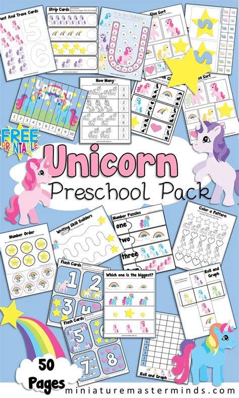 unicorn preschool workbook  activity pack    images