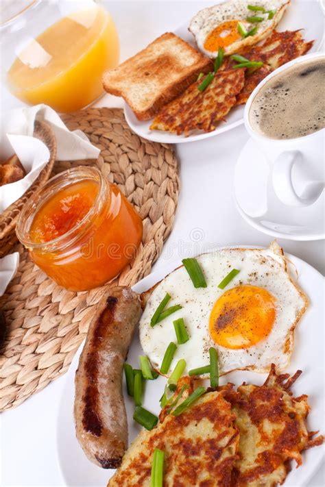 Traditional Large American Breakfast Stock Image Image Of Drink