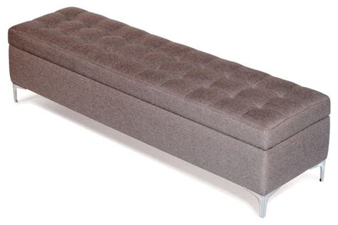 Luxury furniture stores in mumbaiquee, hyderabad, bangalore & delhi. Modern Buttonless Tufted Pewter Gray Fabric Storage Bench ...