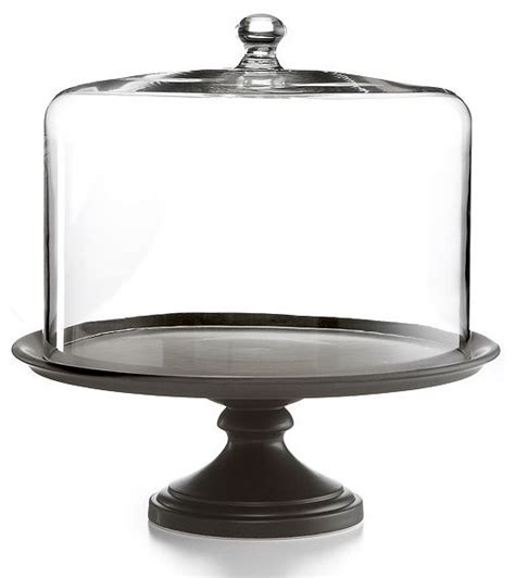 Martha Stewart Collection Serveware Black Ceramic Cake Stand With Dome