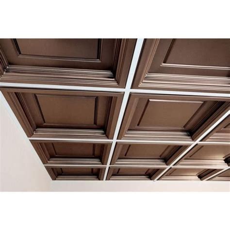 Ceilume Madison Faux Bronze 2 Ft X 2 Ft Lay In Coffered Ceiling Panel