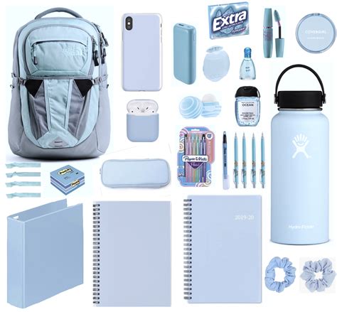 Light Blue Back To School Aesthetic School Backpack Essentials Cool