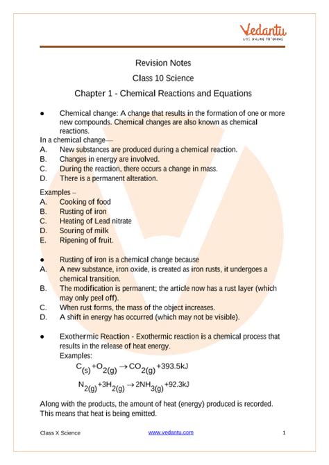 Cbse Class 10 Science Chapter 1 Chemical Reactions And Equations Hot