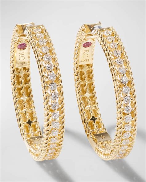 Roberto Coin Diamond Symphony Barocco 18k Yellow Gold Diamond Hoop