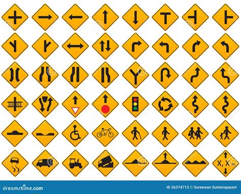 Warning Traffic Signs Vector Set Stock Photos Image 36374713