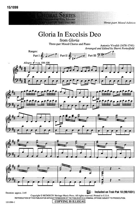 Auch bekannt unter engel bringen frohe kunde © mit einem text von johannes haas (1987) frei übersetzt nach nach dem französischen «les anges dans nos campagnes»; Gloria in Excelsis Deo (Three-Part Mixed ) b | J.W. Pepper ...