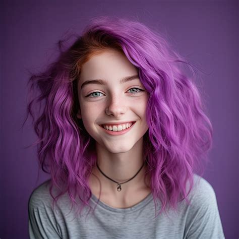 Free Photo Close Up On Beautiful Girl Portrait With Purple Hair