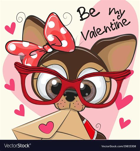 Valentine Card With Cute Cartoon Puppy Holding Envelope Download A