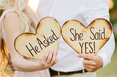 he asked she said yes signs wood wooden hearts proposal etsy