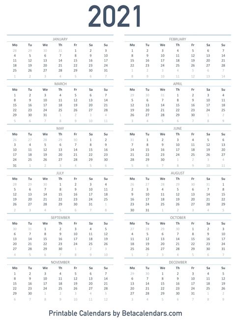 Printfree Calendar 2021 With Date Boxes Example Calendar Printable