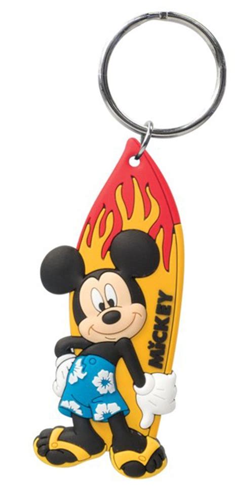 Disney Pvc Soft Touch Key Ring Mickey Surfing