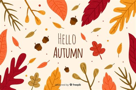 Hand Drawn Autumn Background With Leaves Vector Free Download