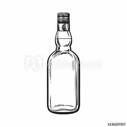 Bottle Whiskey Vector Sketch Illustration Rum Unlabeled