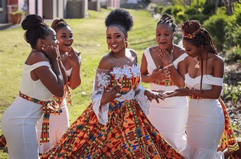 clipkulture zimbabwean bride and bridesmaids in african dresses for roora