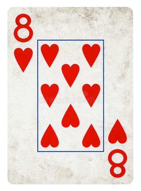 Eight Of Hearts Vintage Playing Card Isolated On White Stock Image