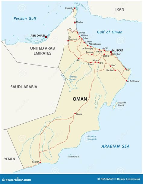 Oman Road Map Stock Illustration Illustration Of Mapping 56556863