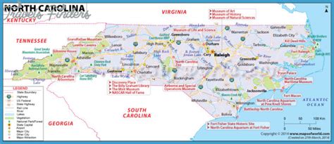North Carolina Map Tourist Attractions Travelsfinderscom