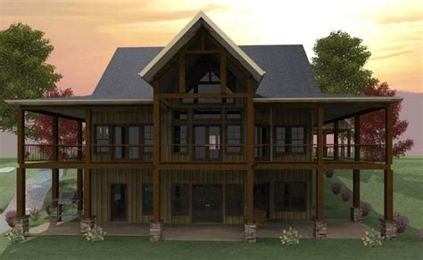 Lakefront House Plan With Wraparound Porch And Walkout Basement