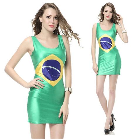 2015 Summer Women Dress Brazil Flag Dress For Women Girl Lady Dresses