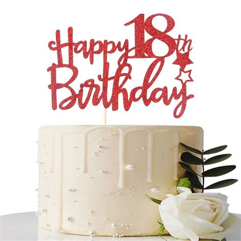Buy Red Glitter Happy Th Birthday Cake Topper Cake Topper Th