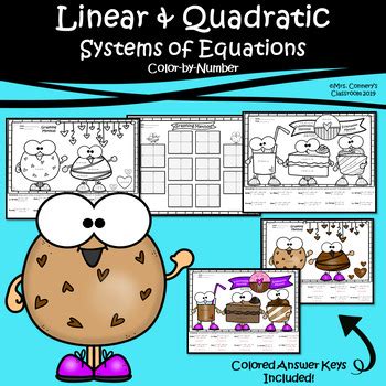 Solving systems of linear and quadratic equations graphically. Solving Systems of Linear and Quadratic Equations Color by ...