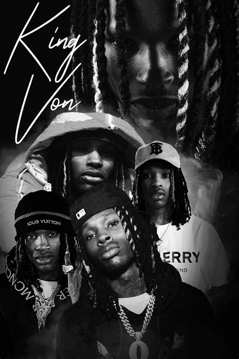 Download King Von posing confidently in a black and white setting
