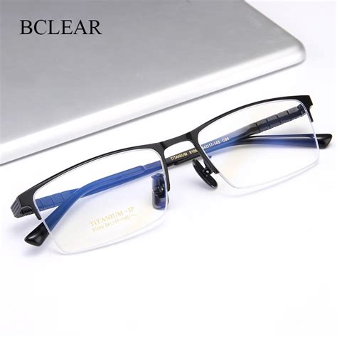 Bclear Mens Semi Rim Square Titanium Eyeglasses My91065 Fuzweb
