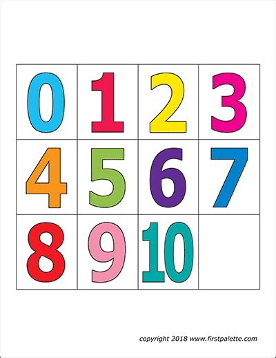 Printable Colored Numbers 1 10 Numbers Free Printable Templates