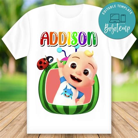 Cake topper design ideas and tutorials. Customizable Cocomelon JJ Shirt PNG Template Instant ...