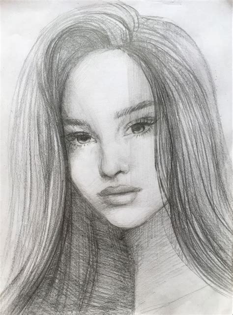Girl Pencil Portrait Drawing Pencil Portrait Drawing Beauty Art