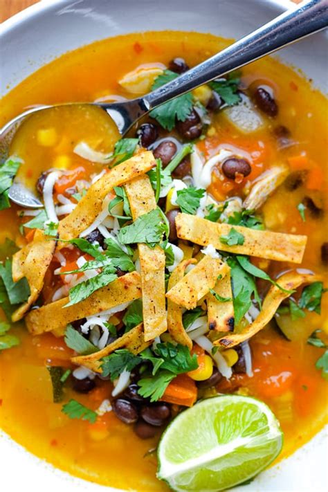 For a spicier soup add a diced jalapeno to the onions, or a 1/2. Easy Chicken Tortilla Soup Recipe - The Kitchen Girl