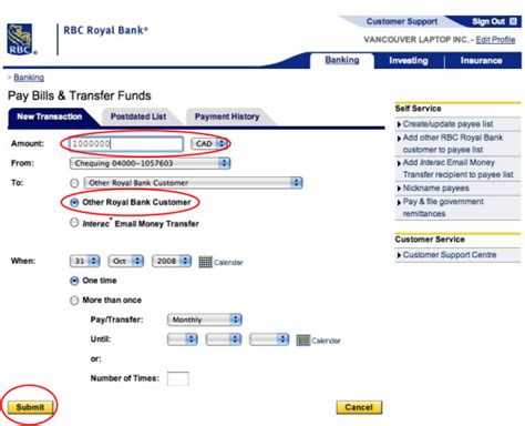 It is formatted in a manner that the branch and the type of visit the branch: Transfer money from RBC Online Banking accounts. (For RBC clients only) | LaptopScreen.com