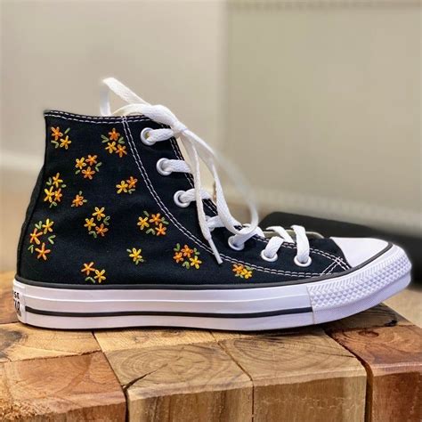 Custom Converse Chuck Taylor Embroidered Flowers Etsy Uk Embroidery