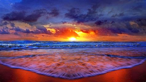 Romantic Beach Sunset Desktop Wallpaper