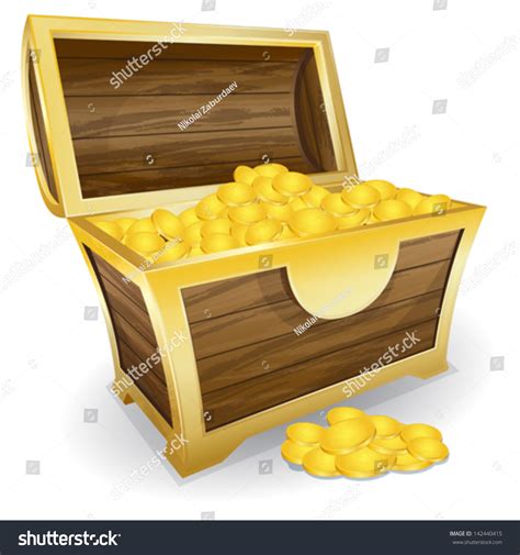 Treasure Chest With Gold Coin Stock Vector Illustration