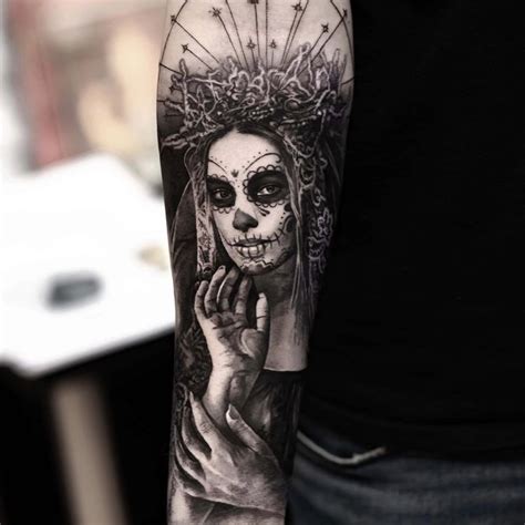 Muerte Tattoo By © Adrian Lindell Tattoos Beautiful Angel Tattoos Skull Sleeve Tattoos
