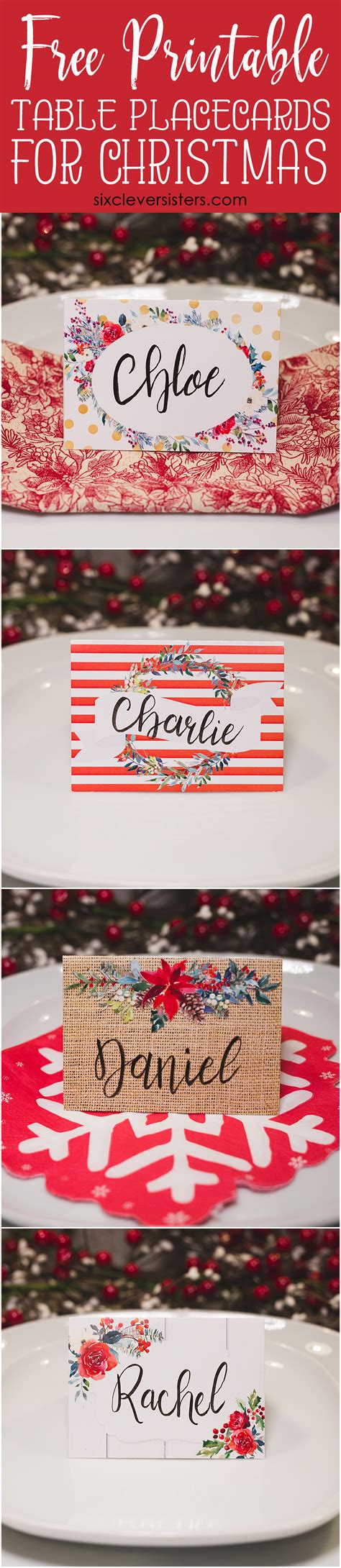 Christmas Table Place Cards Free Printable Six Clever Sisters