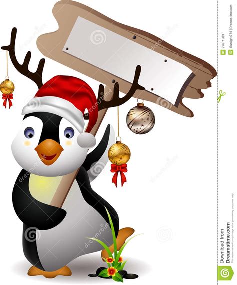 Cute Penguin Christmas Cartoon Stock Photos Image 27671283