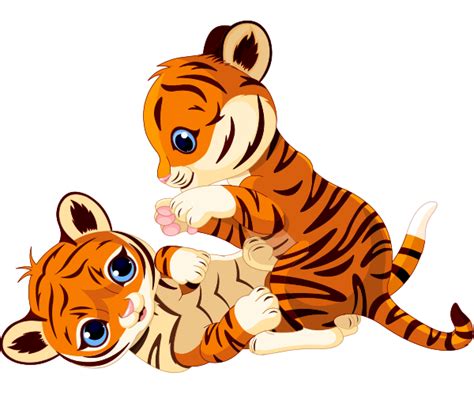 Tigers Play Cartoon Tiger Tiger Illustration Baby Clip Art