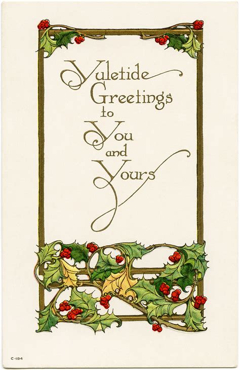 Vintage Yuletide Greetings Christmas Postcard ~ Free Download Old