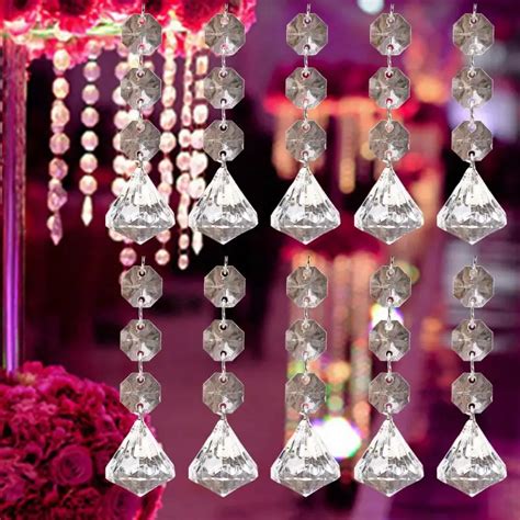 1 Set 10pcs Acrylic Crystal Bead Hanging Strand For Wedding Manzanita