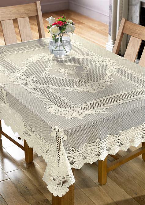 Lace Tablecloths Decorative Rose Table Linen Traditional Floral Round