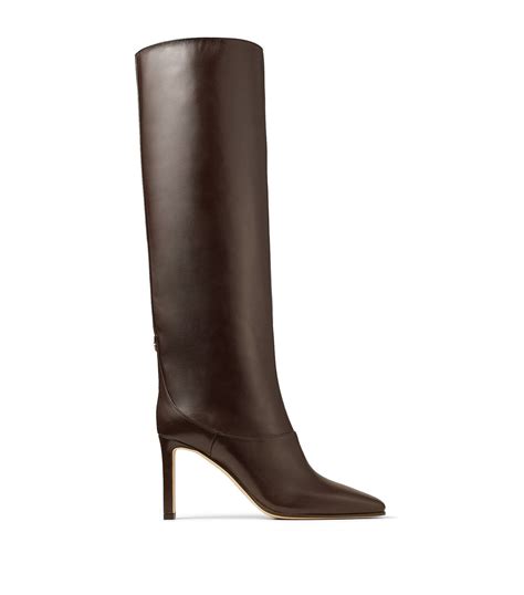 jimmy choo brown mahesa 85 leather knee high boots harrods uk