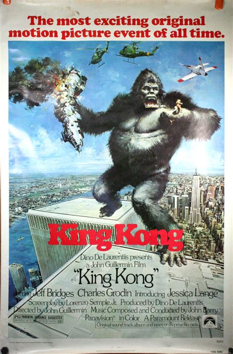 This is the 1976 version of king kong starring jeff bridges, rene auberjonois, charles grodin & a very young and beautiful jessica lange. KING KONG, 1976 Original movie poster