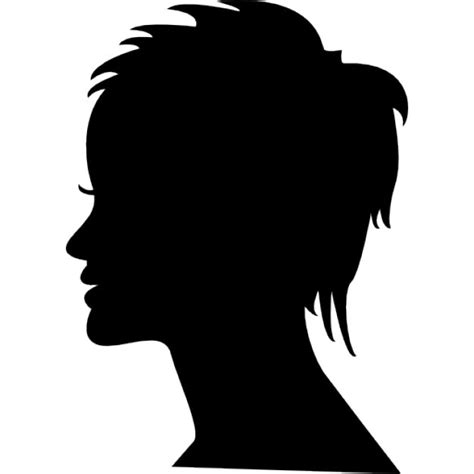 Short Female Hair On Side View Woman Head Silhouette Icons Free Download