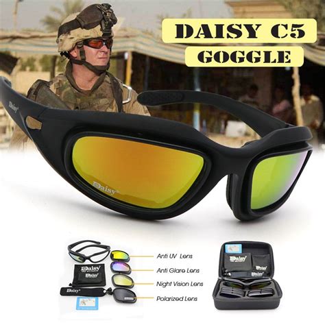 daisy c5 polarized army goggles military sunglasses 4 lens kit men s desert storm war game