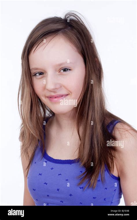 Studio Portrait Of A Pretty Eleven Years Old Girl Stock Photo Alamy